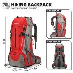 King'sGuard 50L Waterproof Hiking Backpack with Rain Cover