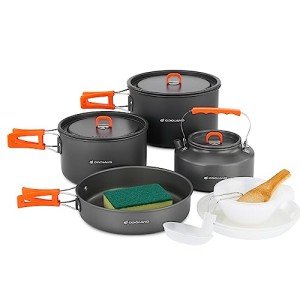 Odoland 15pcs Lightweight Camping Cookware Set