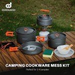 Odoland 15pcs Lightweight Camping Cookware Set