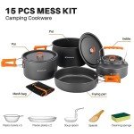 Odoland 15pcs Lightweight Camping Cookware Set