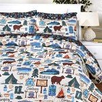 Lakeside Retro Camping Print Polyester Double Bedding