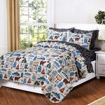 Lakeside Retro Camping Print Polyester Double Bedding