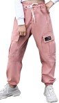 SANGTREE Girls Pink Cargo Jogger Pants, Age 11-12