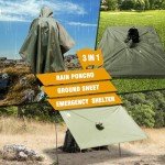 Anyoo Lightweight Waterproof Rain Poncho for Hiking