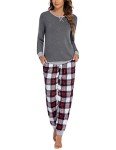 Women's Grey Plaid Christmas Pajama Lounge Set