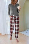 Women's Grey Plaid Christmas Pajama Lounge Set