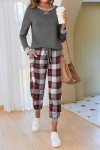 Women's Grey Plaid Christmas Pajama Lounge Set
