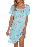 Plus Size Cotton Women's Sleep Shirt - Green Bus