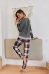 Women's Grey Plaid Christmas Pajama Lounge Set