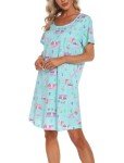 Plus Size Cotton Women's Sleep Shirt - Green Bus