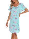 Plus Size Cotton Women's Sleep Shirt - Green Bus