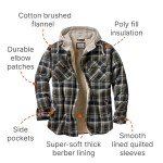 Men's Flannel Hoodie with Berber Lining for Camping