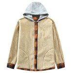 Men's Fleece-Lined Plaid Flannel Jacket with Hood