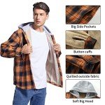 Men's Fleece-Lined Plaid Flannel Jacket with Hood