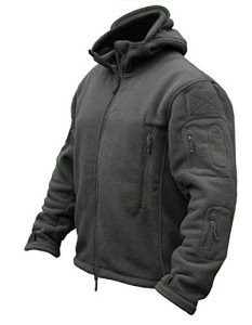 Men's Tactical Fleece Hooded Outdoor Jacket, Gray