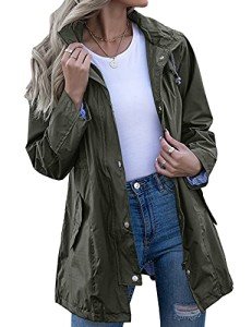 Plus Size Women's Outdoor Rain Jacket, Army Green
