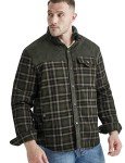 Men's Sherpa Lined Flannel Camp Shirt Jacket