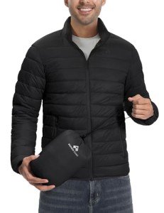 Men's Lightweight Packable Puffer Jacket - Black