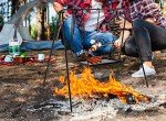 Bruntmor Adjustable Campfire Cooking Stand with Accessories