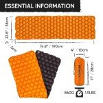 POWERLIX Ultralight Inflatable Camping Sleeping Pad