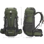 Bseash 60L Waterproof Hiking Backpack - Army Green