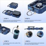 WINKIZA 2-Burner Portable Camping Stove with Grill