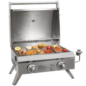 Portable 20" Gas Grill with Thermometer & Travel Locks