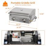Portable 20" Gas Grill with Thermometer & Travel Locks