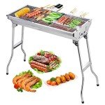 Portable Stainless Steel Charcoal Grill for Camping