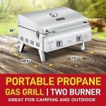 Portable Stainless Steel Propane Camp Grill with 2 Burners