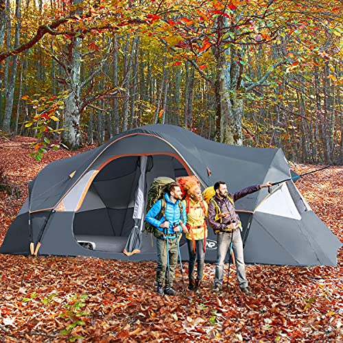 Spacious 10-Person Waterproof Family Camping Tent