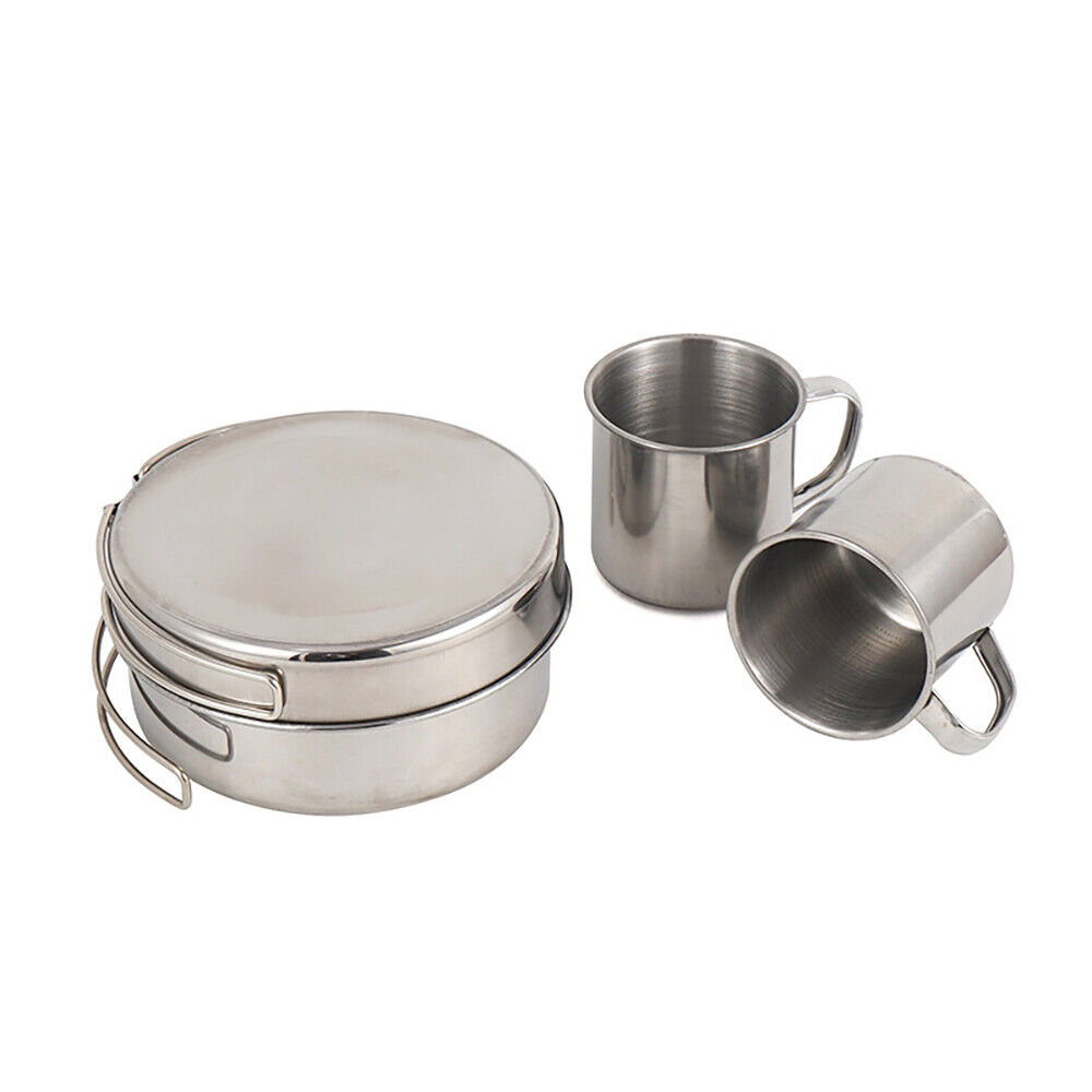 8-Piece Stainless Steel Camping Cookware Set