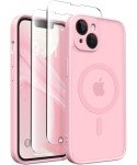 CAPRARO Magnetic for iPhone 14 Case, [Compatible with MagSafe] [Full Camera Protection] [14FT Drop Protection] Shockproof Protective Slim Translucent Matte Phone Case for iPhone 14, Peach Pink