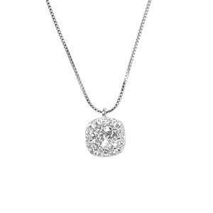 Stylish Square Diamond Sterling Silver Necklace