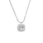 Stylish Square Diamond Sterling Silver Necklace