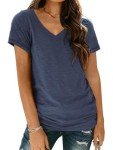 Trendy Women's V-Neck T-Shirt - Navy Blue