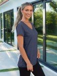 Trendy Women's V-Neck T-Shirt - Navy Blue