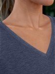 Trendy Women's V-Neck T-Shirt - Navy Blue