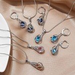 Silver Rhinestone Jewelry Set for Women – Dark Blue
