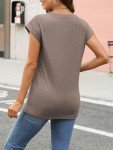 Trendy Women's Summer Cap Sleeve T-Shirt - Coffee Grey