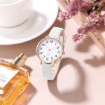 Dainty Waterproof Analog Leather Watch for Women