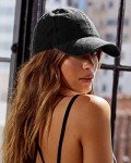 Unisex Vintage Washed Cotton Baseball Cap - Black