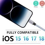 DAZHWA iPhone Charger 3pack 6ft MFi Certified Best New Nylon Braided Lightning Cable Cell Phone Fast Charger Cord Compatible with iPhone14/13/12/11Pro Max/XS/XR/X/8/7/6/5/SE/iPad More