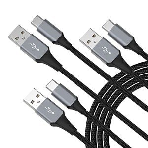 Hrbzo USB C Cable 3-Pack(3ft/6ft/6ft), USB A to USB C Fast Charger Cord Nylon Braided Compatible with 15/Plus/Pro/Pro Max，Galaxy S22 S21 A51 S10 S9, and Other USB C Devices-Black
