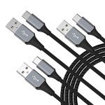 Hrbzo USB C Cable 3-Pack(3ft/6ft/6ft), USB A to USB C Fast Charger Cord Nylon Braided Compatible with 15/Plus/Pro/Pro Max，Galaxy S22 S21 A51 S10 S9, and Other USB C Devices-Black