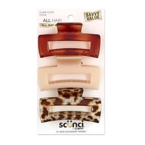Scunci Claw Clips for Fine Hair - 3 Pack
