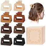 8-Pack Rectangle Hair Claw Clips for Women