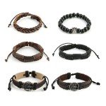 HZMAN Leather Bracelet with Tiger Eye and Lava Stones