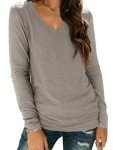 Women’s Long Sleeve V-Neck Casual Top - Grey