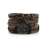 HZMAN Leather Bracelet with Tiger Eye and Lava Stones